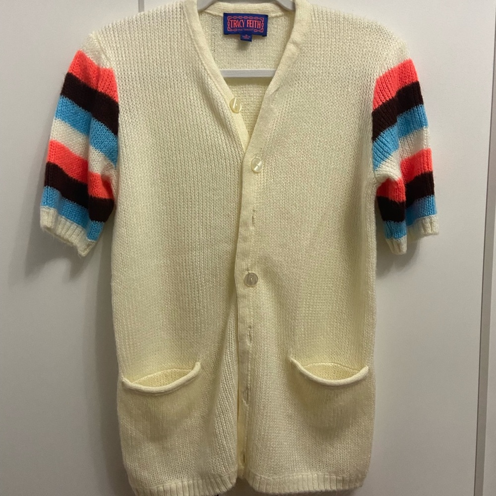 Tracy Feith Target sweater colorful sleeves